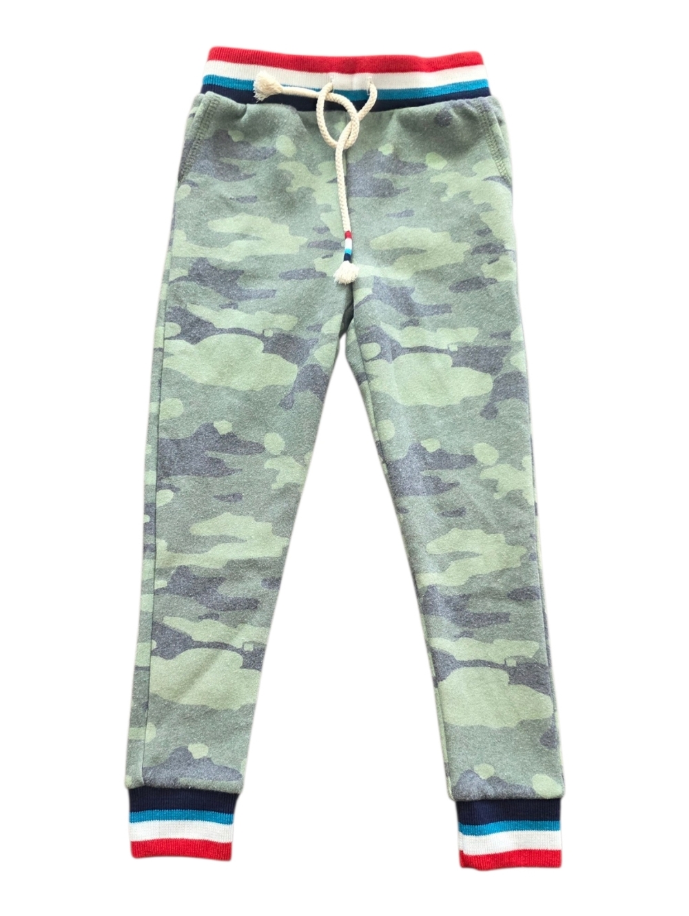 Sol Angeles Kids Green Camo Jogger Pants with Striped Waistband 2T